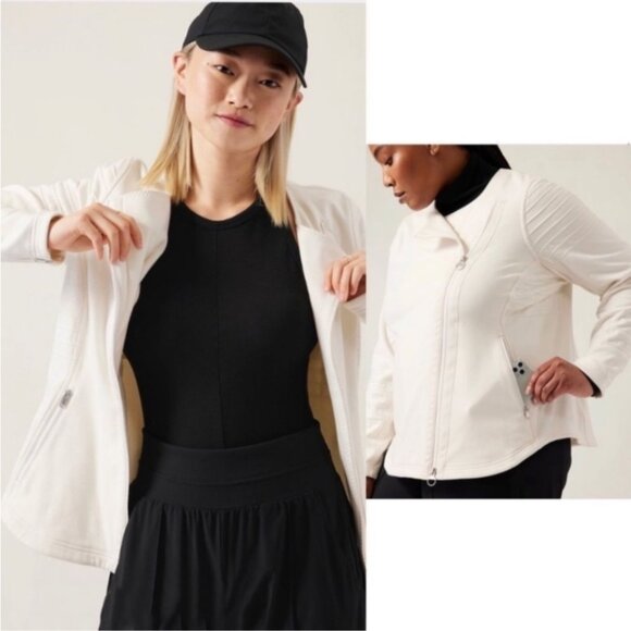 NWT Athleta Women's Moto Jacket in Ivory/Cream Size M - Picture 3 of 15